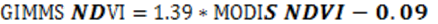 ��ʽ: GIMMS NDVI = 1.39 �� MODIS NDVI ? 0.09
